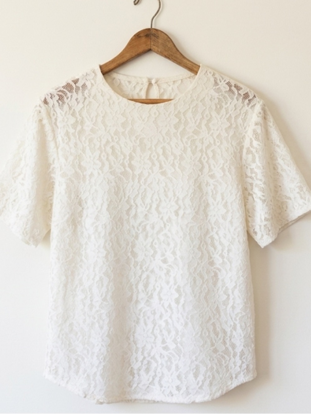 Joan Marsha Lace Short-Sleeve Women's Top in Ivory